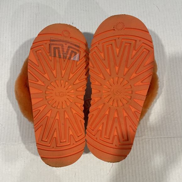 UGG Women Sz 6 Disco Knot Slide Platform Genuine Shearling Slip On Sandal Orange - Picture 10 of 13